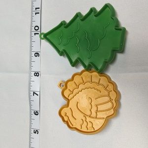 Vintage plastic cookie cutters Turkey Christmas Tree